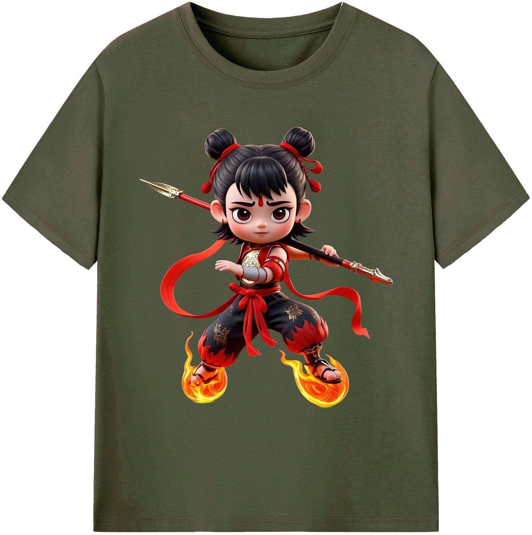 （画像用） Ne Zha 2 ナタ 魔童の大暴れ 綿100％ メンズ半袖Tシャツ｜肌触りやわらか＆通気性